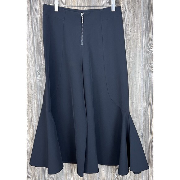 Christina Karen Flared Leg Trousers Black Cropped Minimalist Modern Chic Size XS - Picture 1 of 16